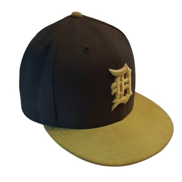 Detroit Tigers Hat Baseball Cap Fitted 7 1/2 New Era Gray Green MLB As Is - Picture 1 of 12